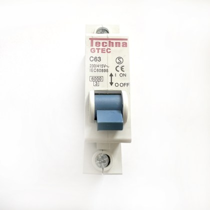 Techna GTEC C63 63A 63 Amp MCB Circuit Breaker Type C